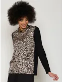 Francesca Mercuriali black t-shirt with front silk animal print