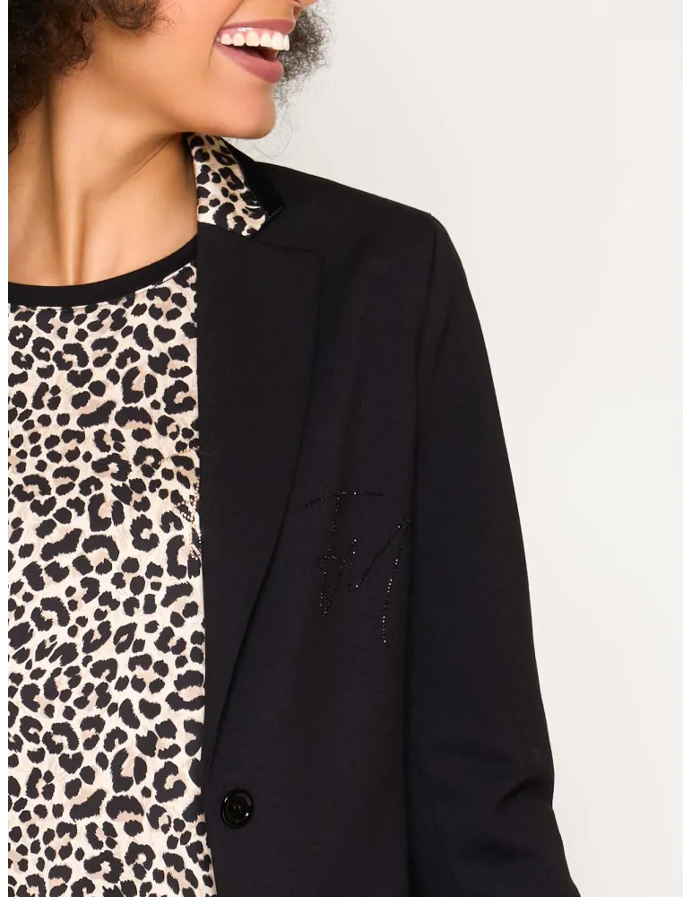 Francesca Mercuriali Black tuxedo jacket with animal profiles