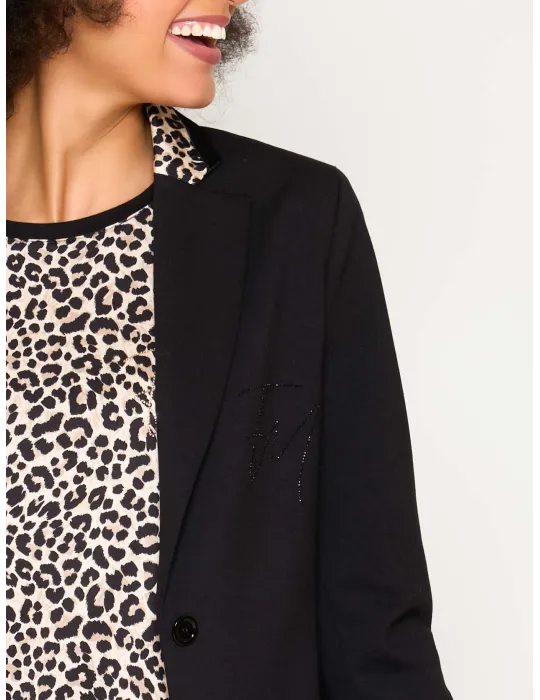 Francesca Mercuriali black tuxedo jacket with animal profiles