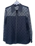 Camicia in pizzo beige con rouches e decoltè trasparente More by Siste