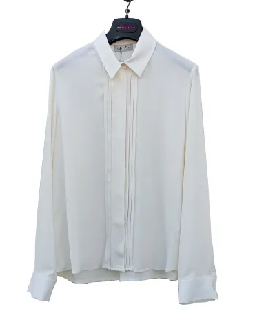 Butter White Wool and Viscose Crepe Shirt by Amethist 2