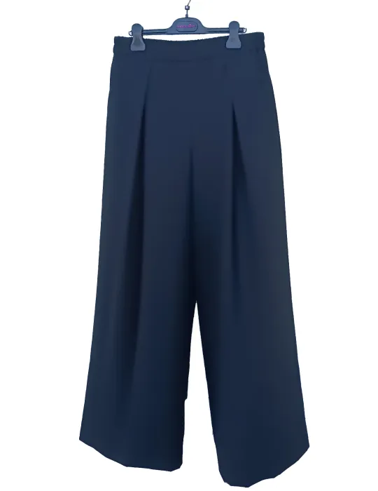 Elegant Black Wide-Leg Cady Trousers | Sophisticated Women’s Pants