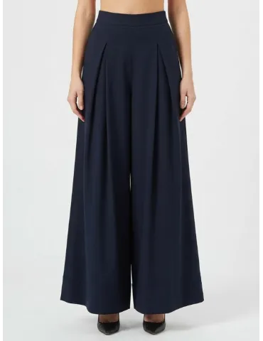 Elegant Black Wide-Leg Cady Trousers | Sophisticated Women’s Pants