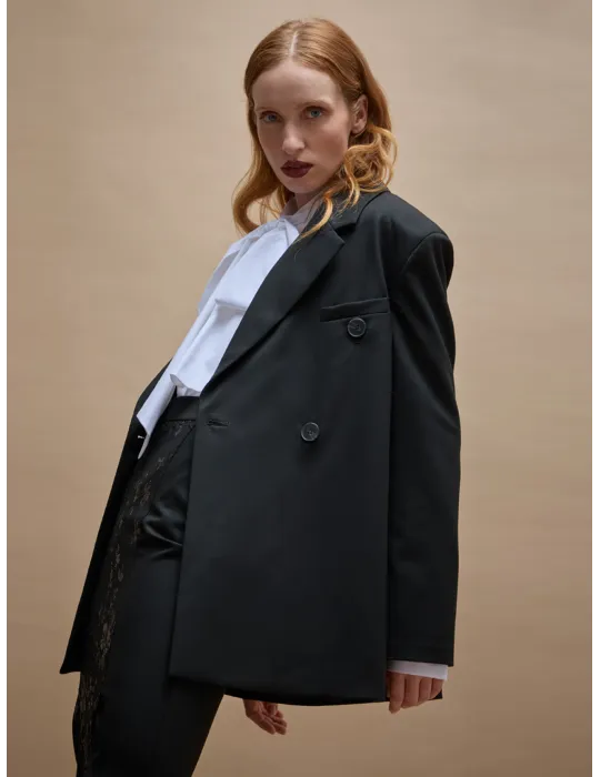 Women Oversized Black Cady Blazer plus size available by Amethist