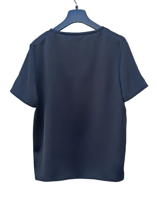 Completo t-shirt gonna midi portafoglio raso nero e pizzo - Amethist