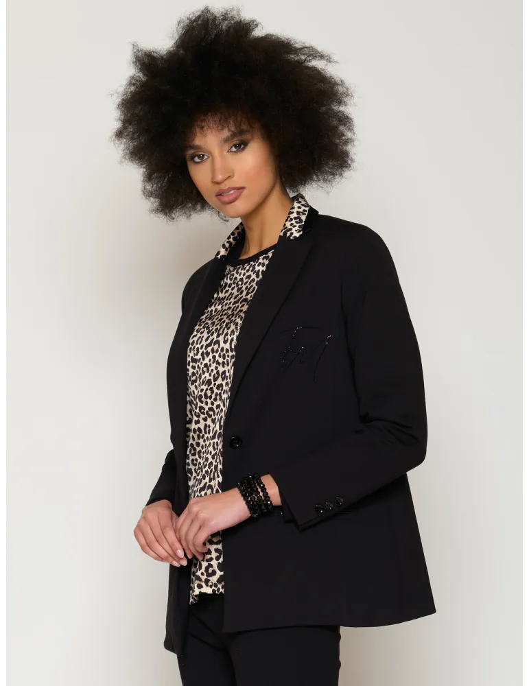 Francesca Mercuriali Black tuxedo jacket with animal profiles