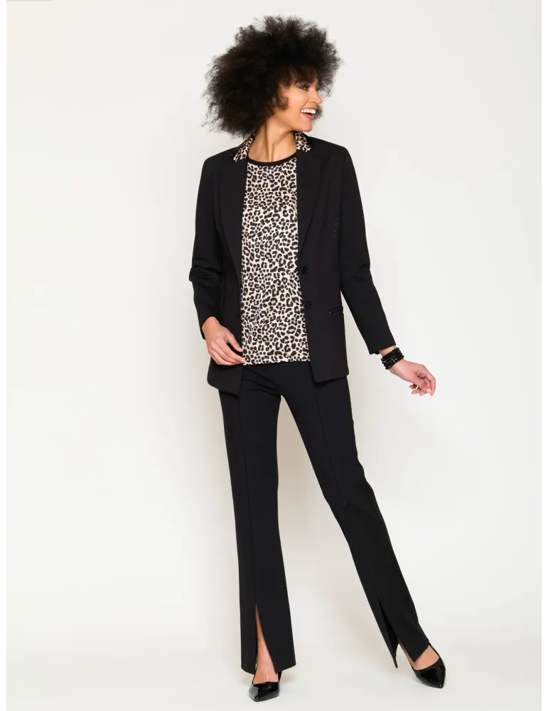 Francesca Mercuriali black t-shirt with front silk animal print
