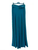 Petrol Blue Tailored Suit with Wide-Leg Trousers and Belt