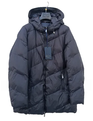 Reversible matte and glossy black Hooded Puffer Coat | Warmth & Style