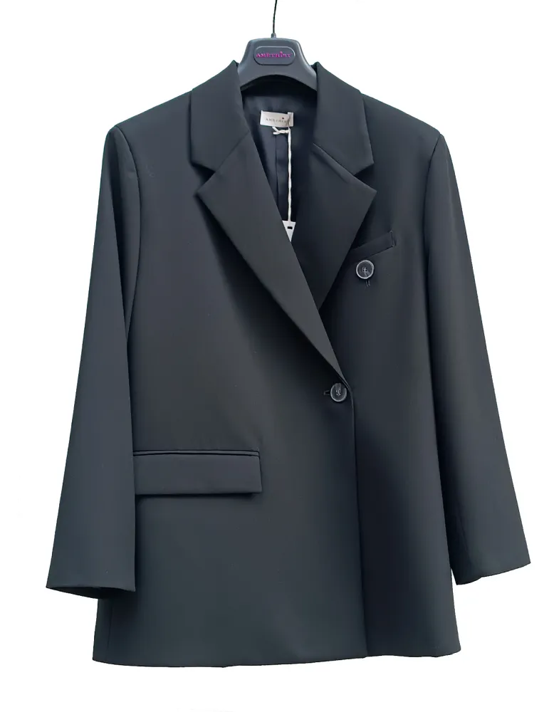 Women Oversized Black Cady Blazer plus size available by Amethist