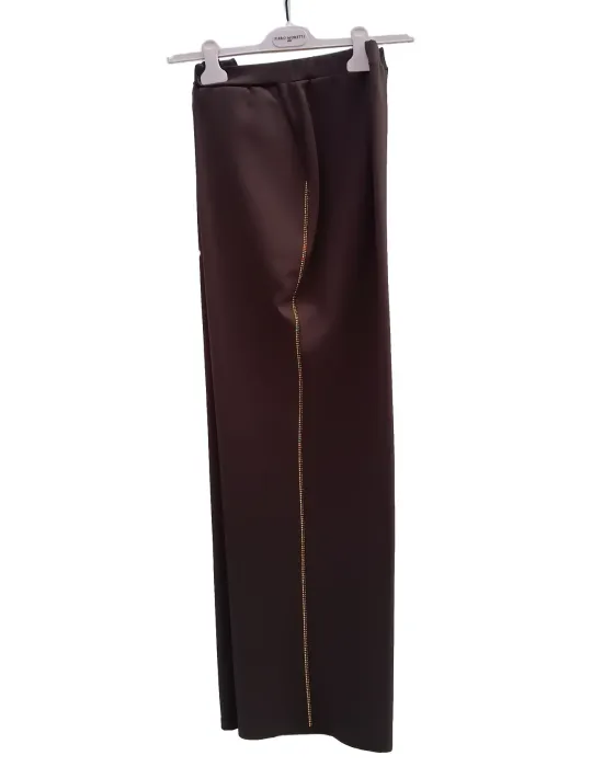 Brown Jacket and Trousers track suit with Rhinestones for plus size