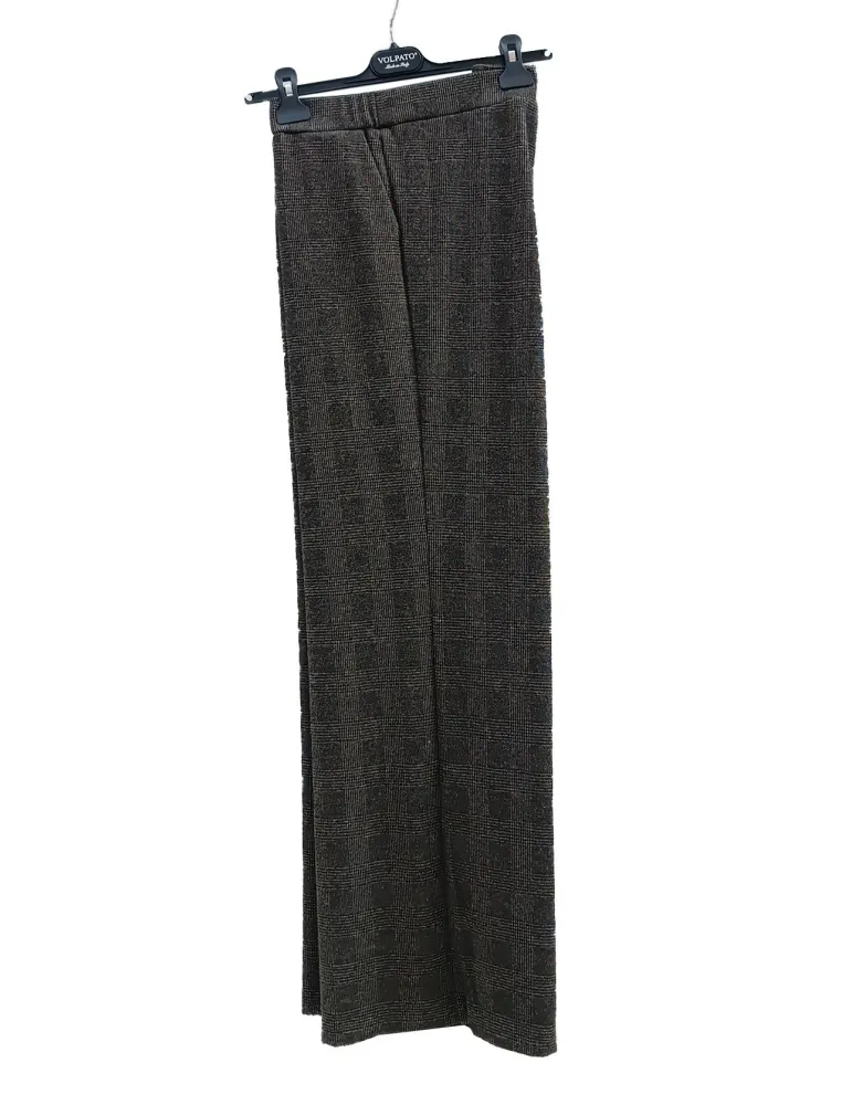 Prince of Wales Check Jersey Pants Suit with Rhinestones