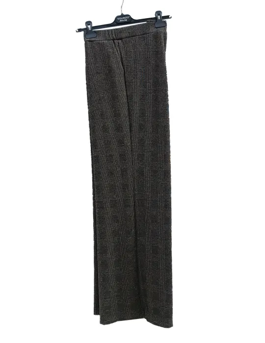 Prince of Wales Check Jersey Pants Suit with Rhinestones