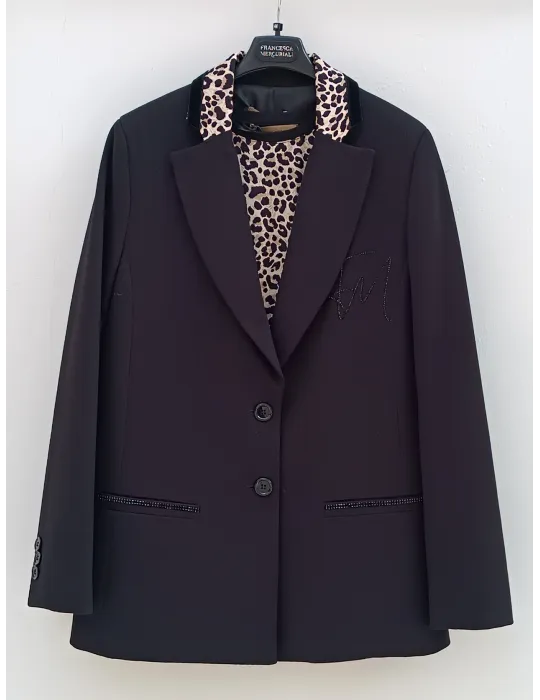Francesca Mercuriali Black tuxedo jacket with animal profiles