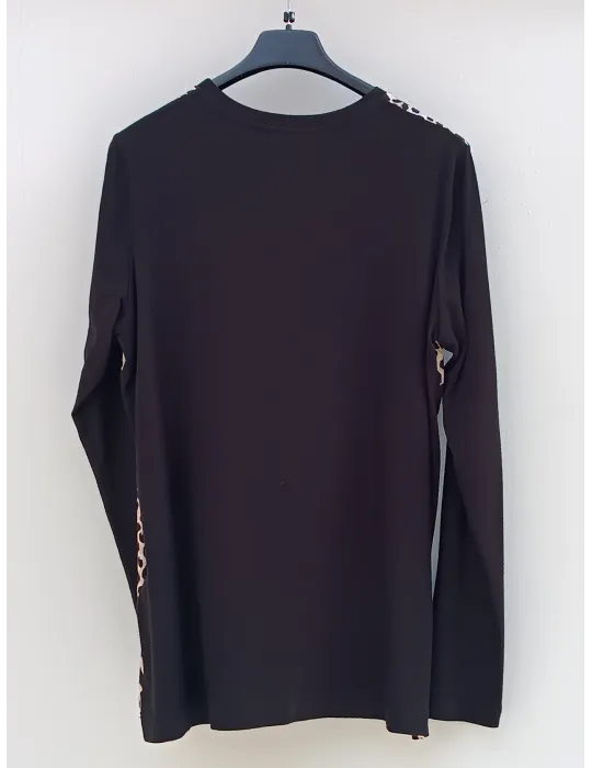 Francesca Mercuriali black t-shirt with front silk animal print