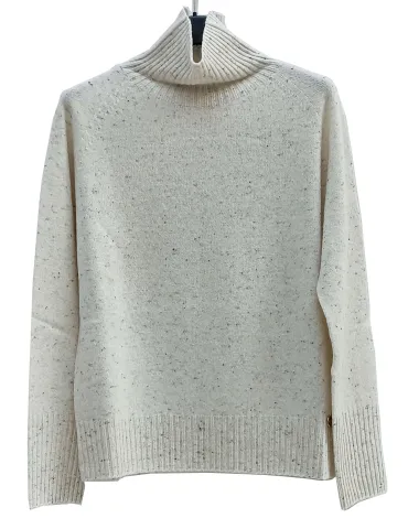 Maglione dolcevita donna in pura lana bianco melange | Riva Tricot