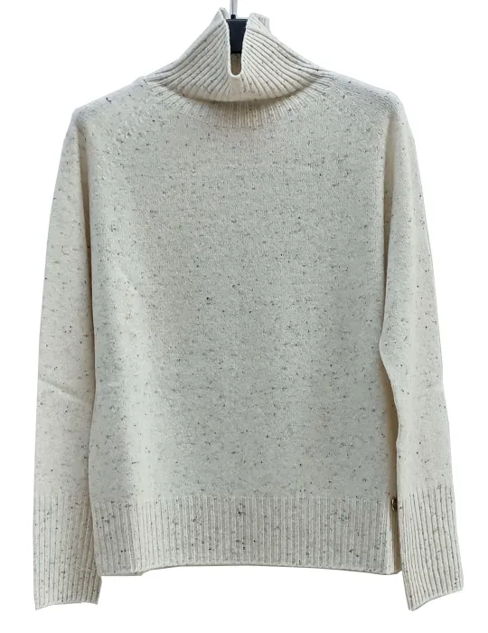 Maglione dolcevita donna in pura lana bianco melange | Riva Tricot