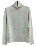 White Melange Wool Roll-Neck Sweater | Plus size Italian Knitwear