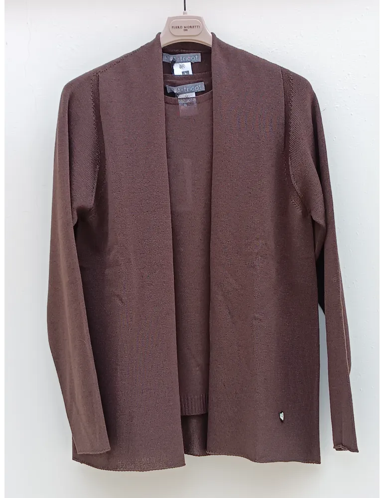 Brown Wool-Blend Twinset with Micro-Sequins until size 4XL Riva Tricot