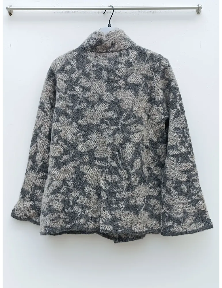 Frida Madè | Dove beige and grey chunky Alpaca & Mohair Cardigan Jacket