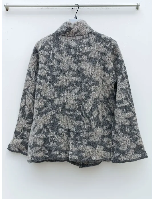 Frida Madè | Dove beige and grey chunky Alpaca & Mohair Cardigan Jacket