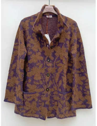 Frida Madè | Giaccone in tweed di alpaca e mohair viola e marrone