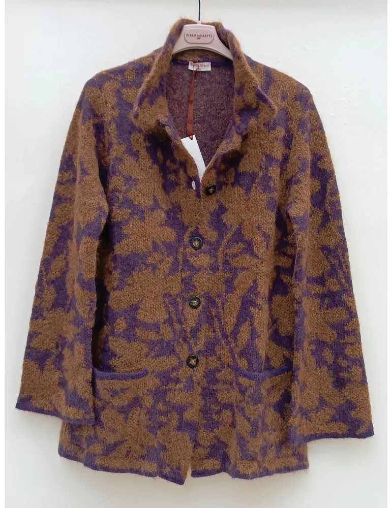Frida Madè | Purple and Brown chunky Alpaca & Mohair Cardigan Jacket