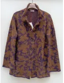 Purple and Brown Jacquard Alpaca and Mohair Tweed Cardigan Jacket
