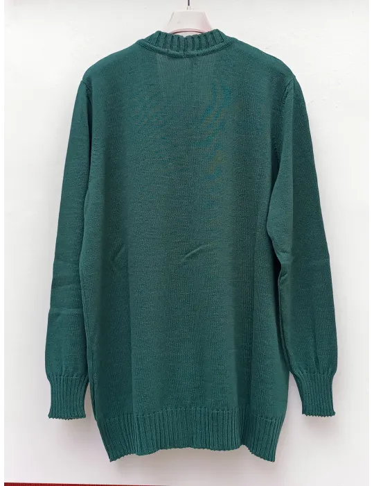 Plus size Forest Green Long Wool-Blend Cardigan | Francesca Mercuriali