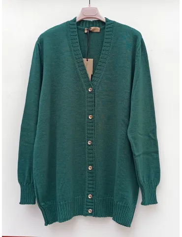 Plus size Forest Green Long Wool-Blend Cardigan | Francesca Mercuriali