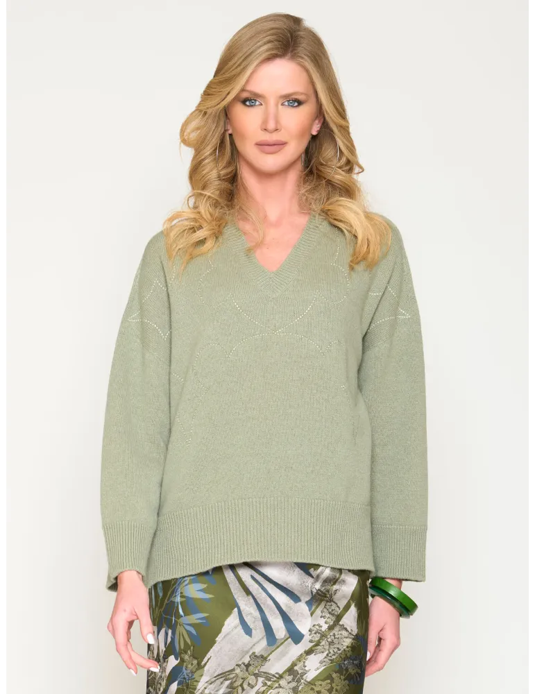 Frida Madè | Maglia poncho lana e alpaca marrone con paillettes oro