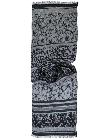 Bissoli black and lurex grey striped formal scarf