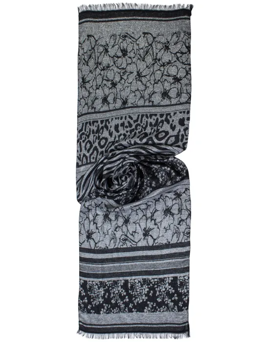 Sciarpa elegante jacquard in lurex argento e nero by Bissoli