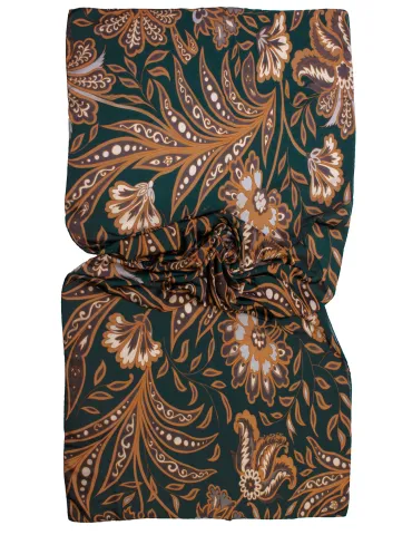 Bissoli Petrol green and brown jacquard floral scarf