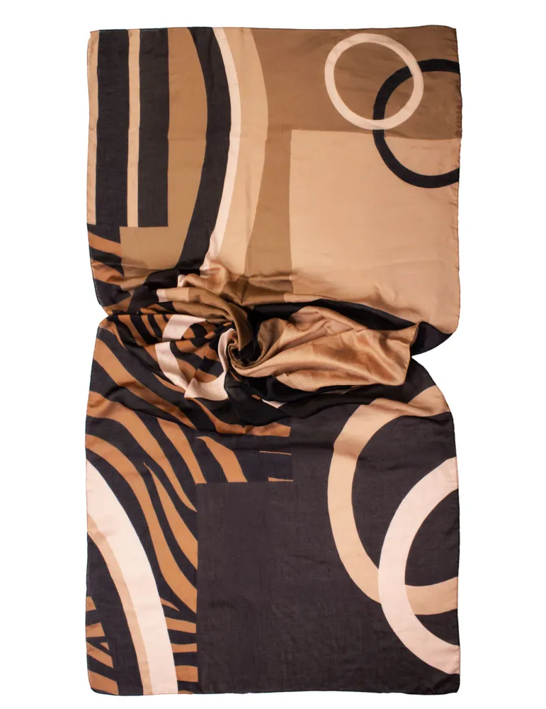 Bissoli Brown scarf with geometrical print