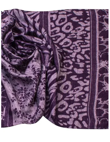 Bissoli Purple, pink and black jacquard formal scarf with lurex 2