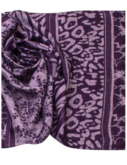 Bissoli Purple, pink and black jacquard formal scarf with lurex