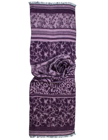 Sciarpa elegante jacquard in lurex viola rosa e nero by Bissoli