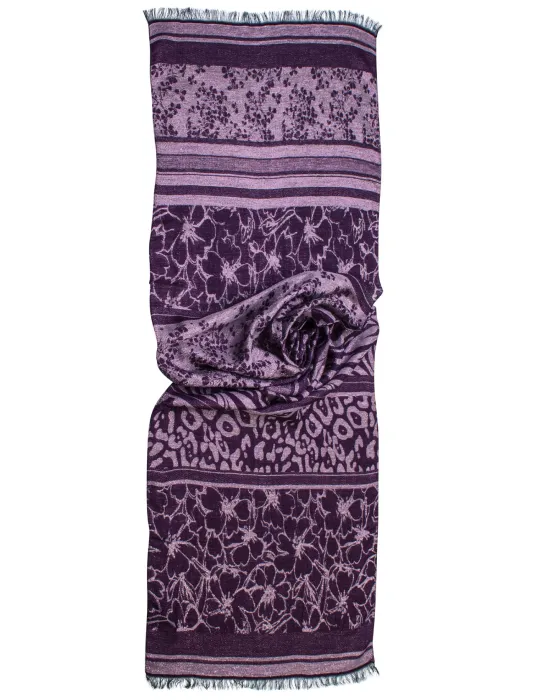 Bissoli Purple, pink and black jacquard formal scarf with lurex