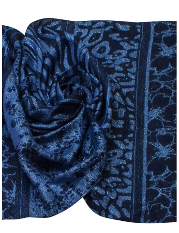 Sciarpa elegante jacquard in lurex verde nero e platino by Bissoli 2