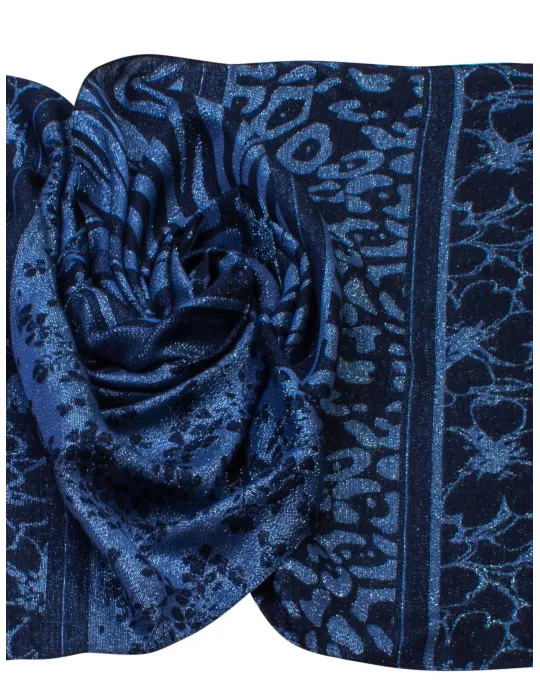 Bissoli Italian accessories | Blue and black jacquard formal scarf
