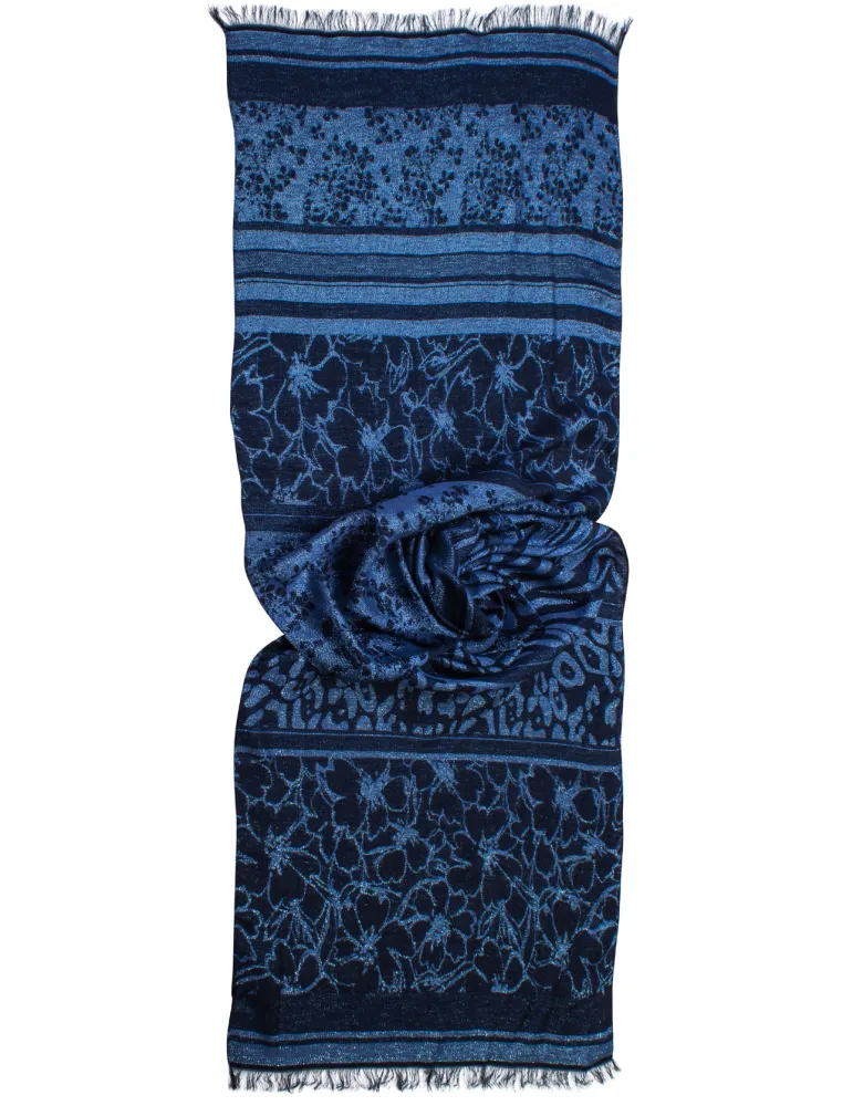 Bissoli Italian accessories | Blue and black jacquard formal scarf
