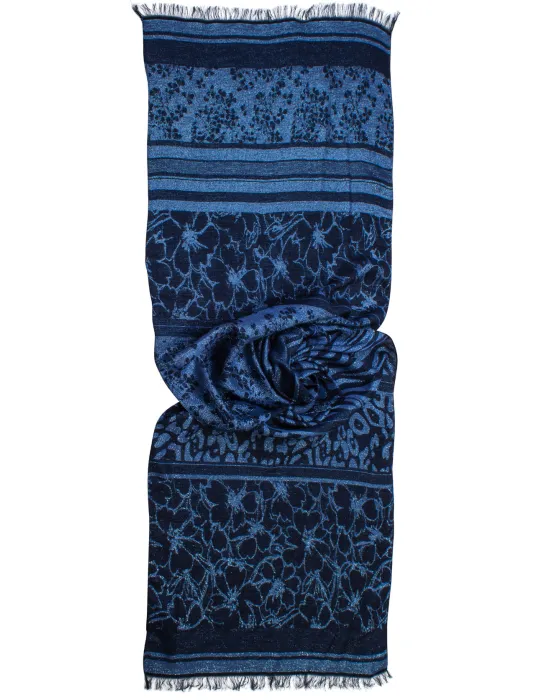Sciarpa elegante jacquard in lurex verde nero e platino by Bissoli