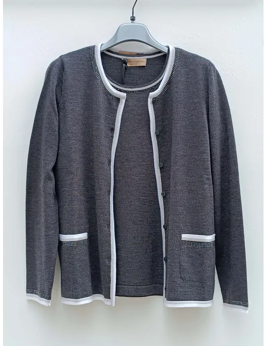 Francesca Mercuriali Italian knitwear | Grey wool two pieces twinset