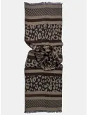 Bissoli Beige and black jacquard formal scarf with bronze lurex