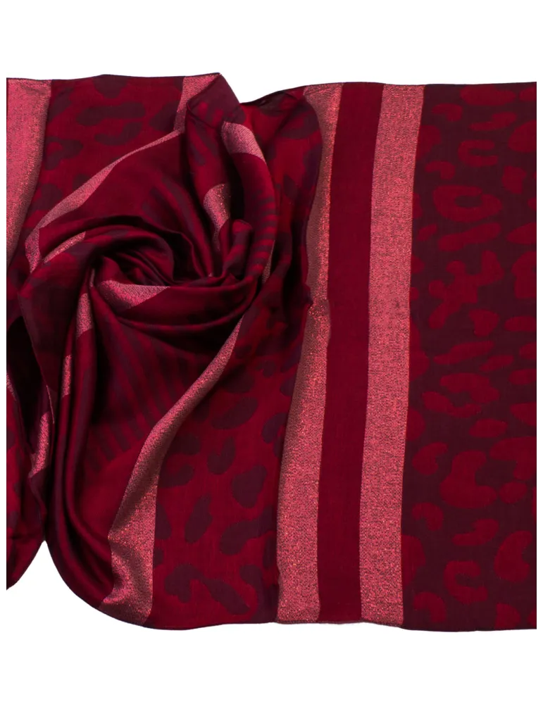 Bissoli Red and black jacquard formal scarf with red lurex thread