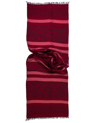 Bissoli Red and black jacquard formal scarf with red lurex thread