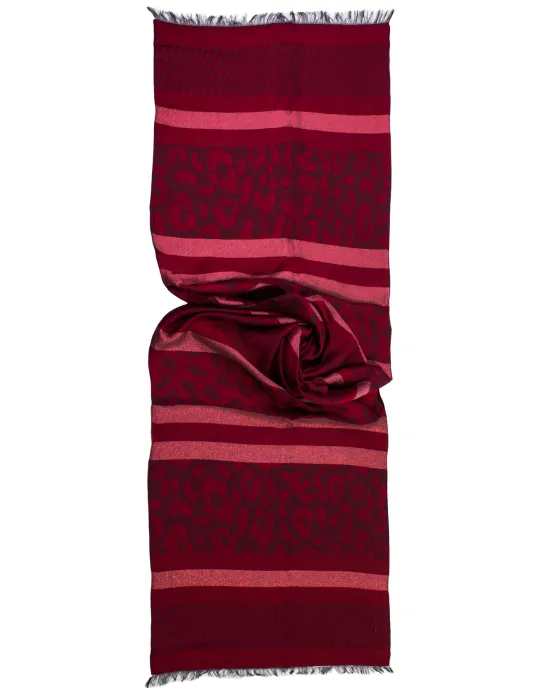 Bissoli Red and black jacquard formal scarf with red lurex thread
