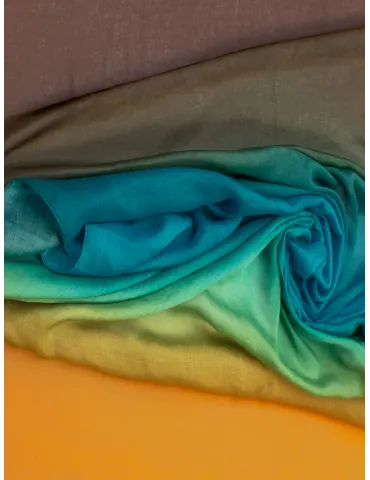 Sciarpa stola voile sfumata marrone verde acqua e arancio by Bissoli 2