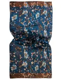 Sciarpa stola in voile fantasia fiori blu petrolio e marrone Bissoli